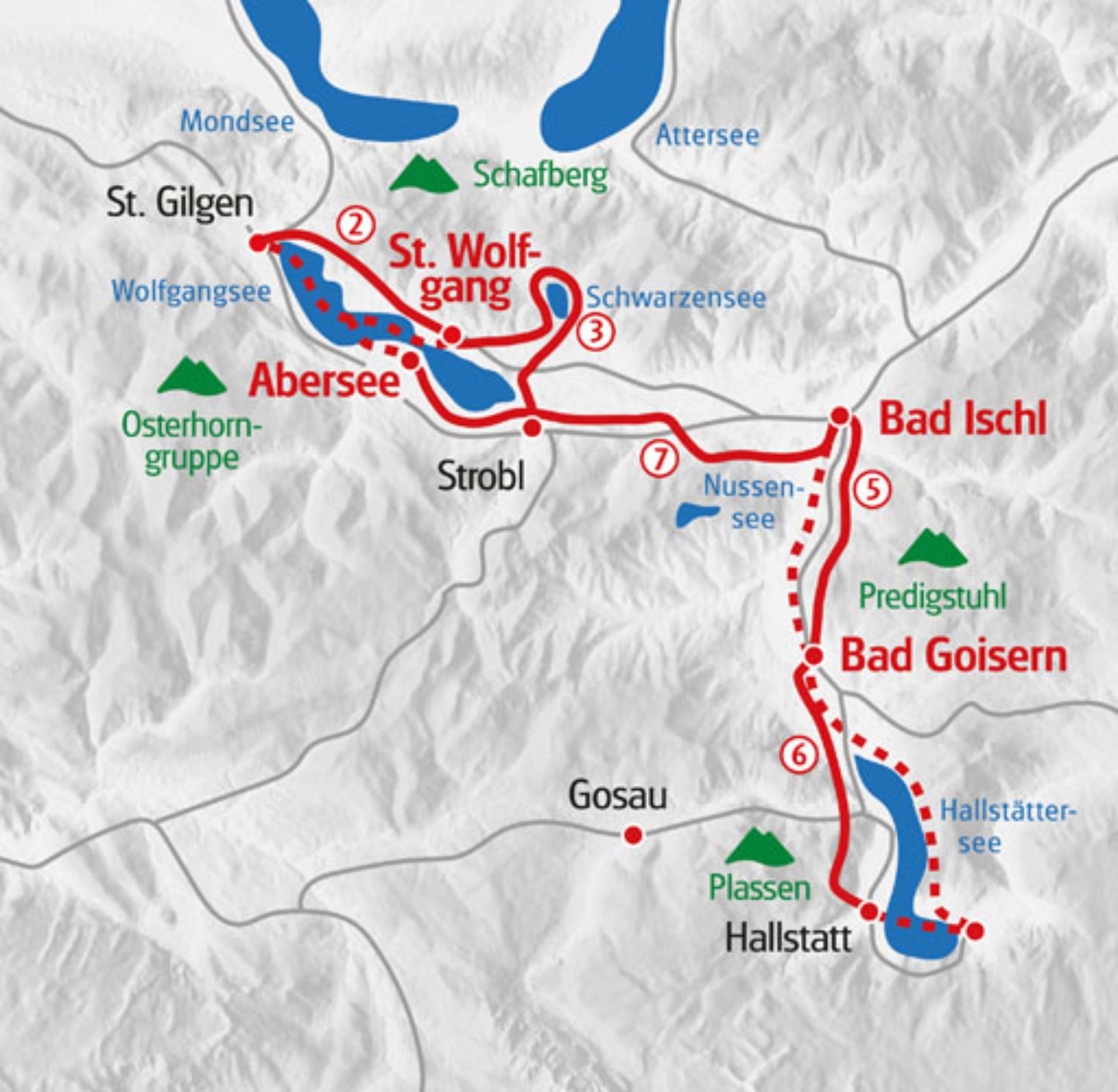 ルートマップ オーストリア ザルツカンマーグートで湖の散歩ホテルアップグレード4泊5日