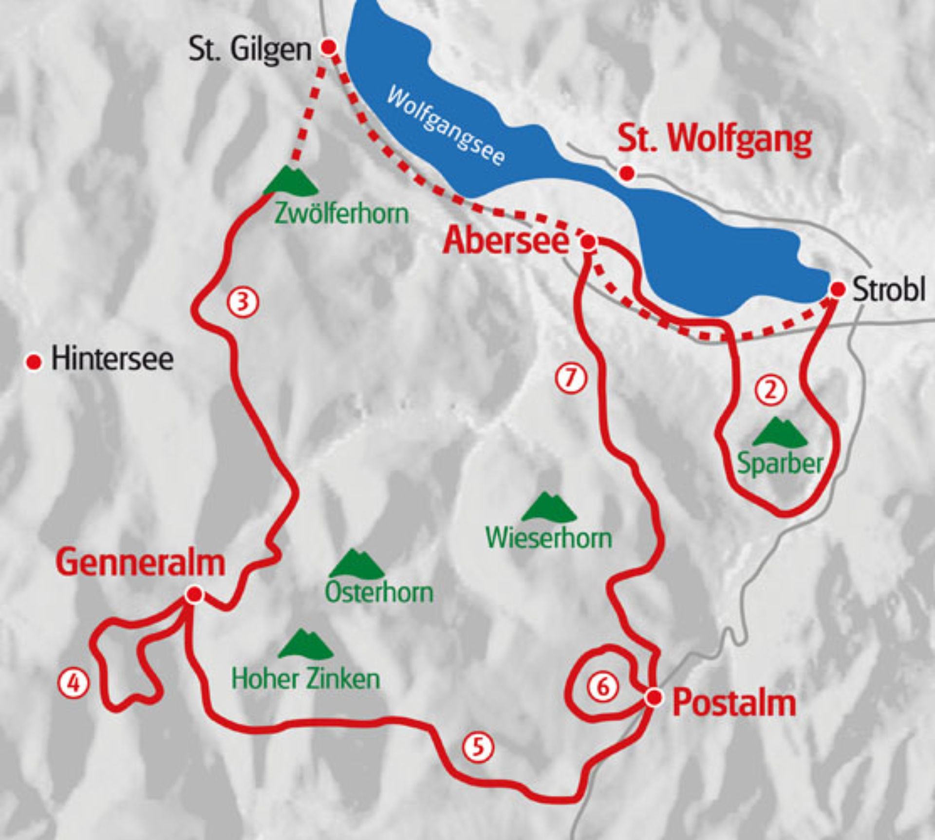 ルートマップ オーストリア ザルツカンマーグートの高地ハイキング7泊8日