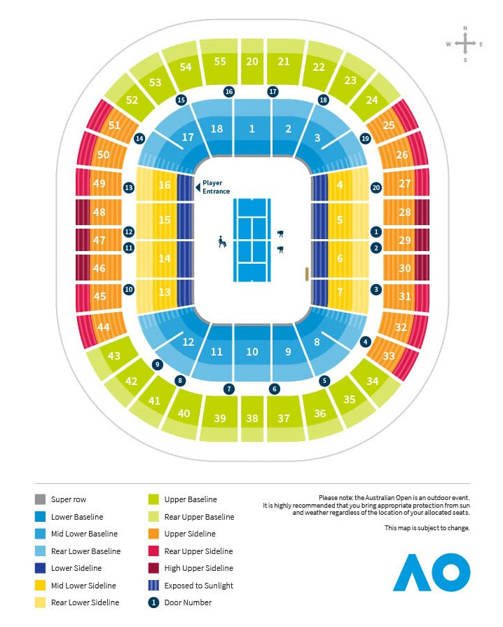 Rod-Laver Arena Seating Map