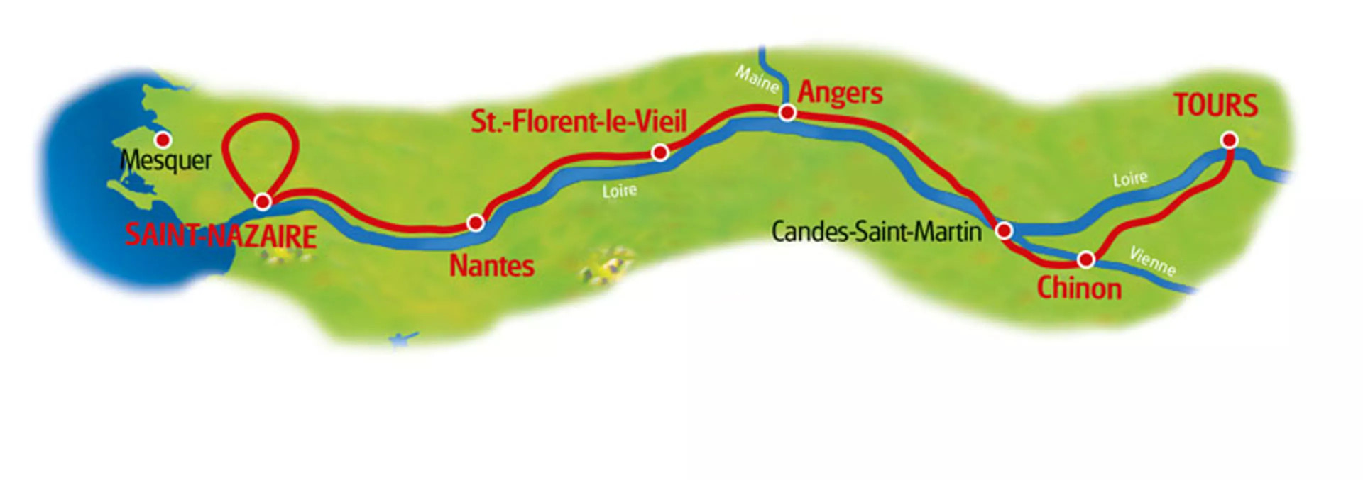 ルートマップ フランス ロワールと大西洋7泊8日
