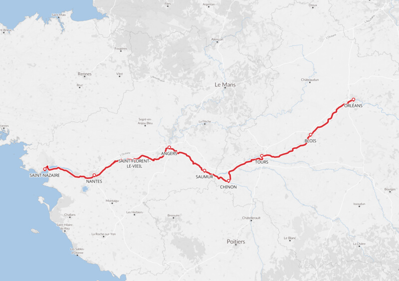 ルートマップ フランス ロワールと大西洋7泊8日