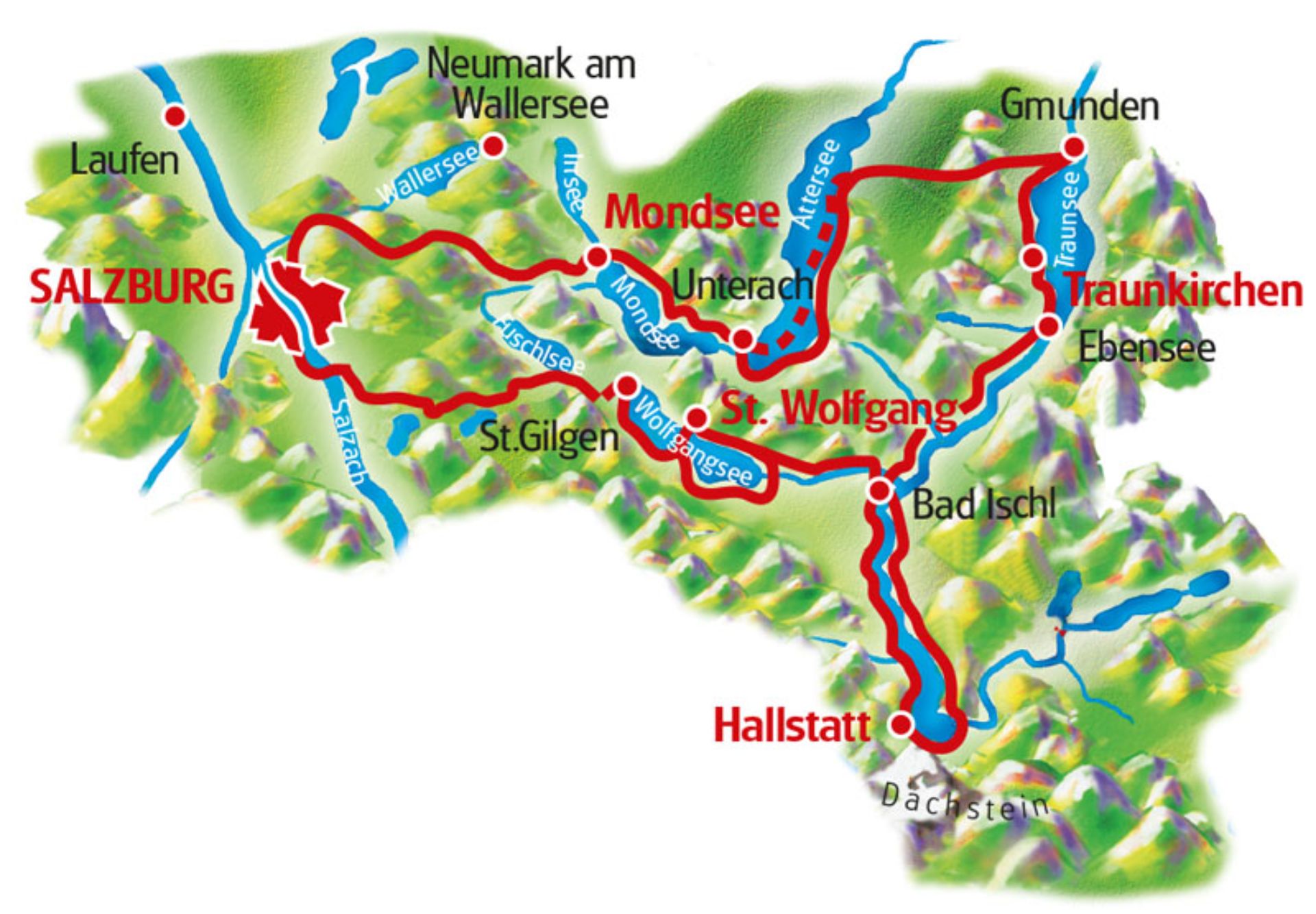 ルートマップ オーストリア ザルツカンマーグートの湖7泊8日