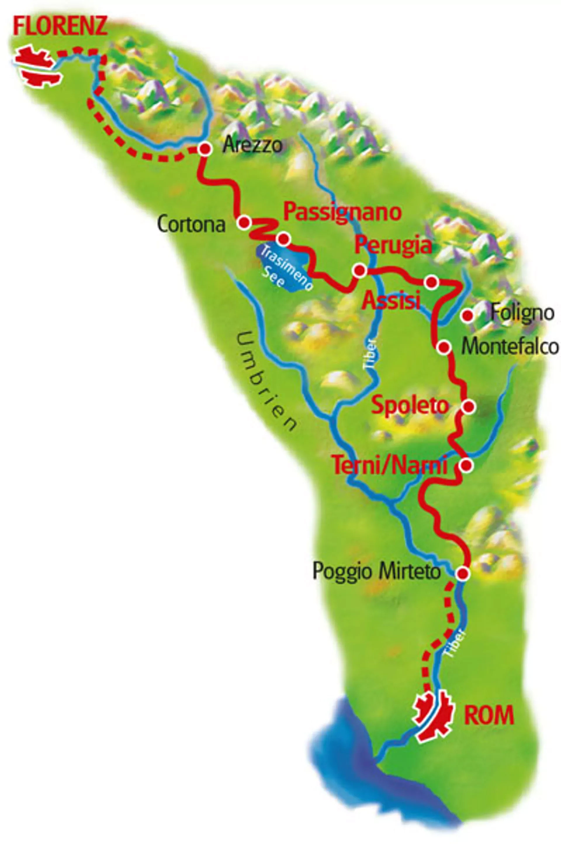 ルートマップ イタリア トスカーナ フィレンツェ～ローマ7泊8日