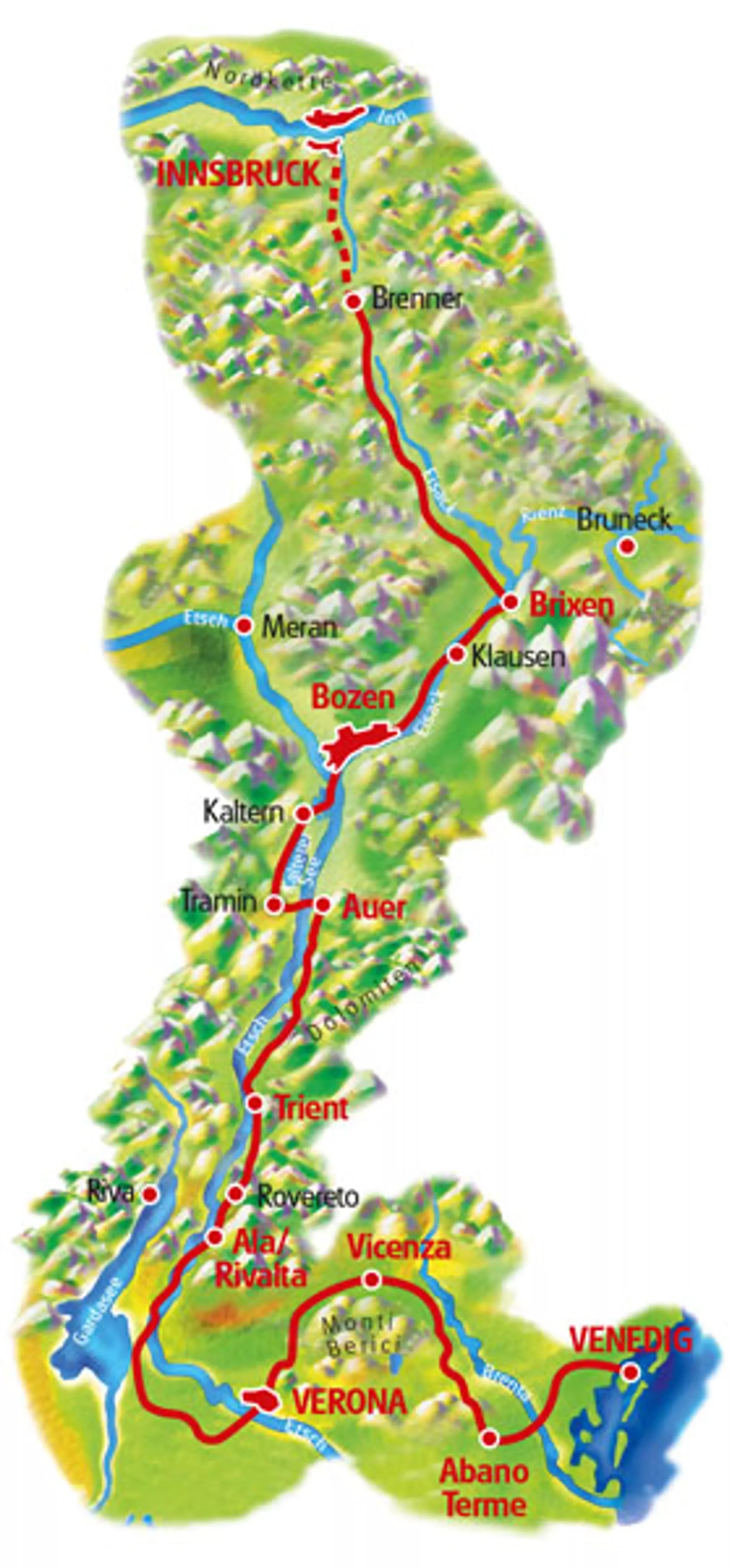 ルートマップ オーストリア インスブルック〜ヴェネツィア9泊10日