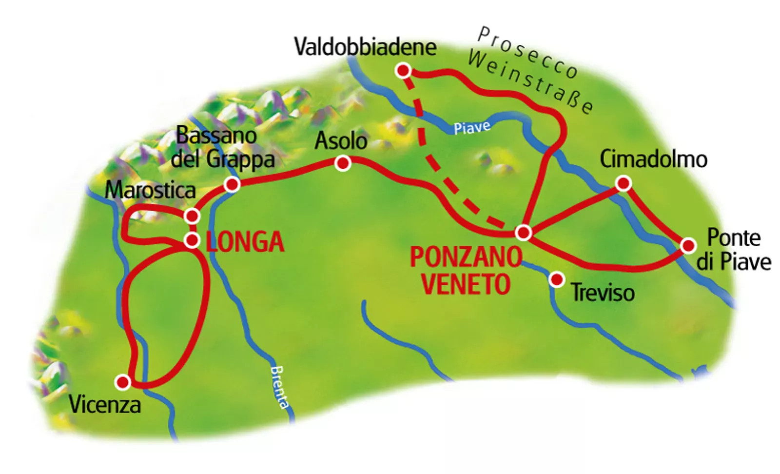 ルートマップ イタリア ヴェネトのヴィラとワイン6泊7日