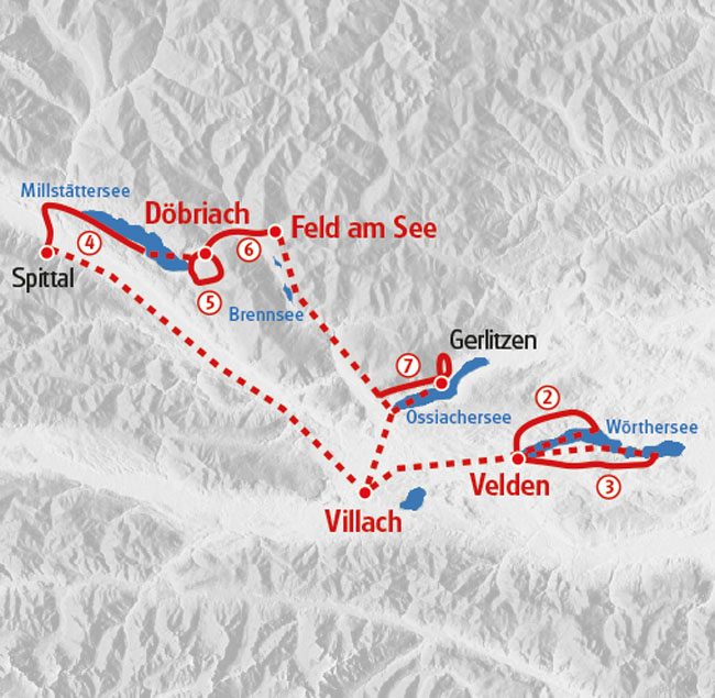 ルートマップ オーストリア ケルンテンの山と湖7泊8日