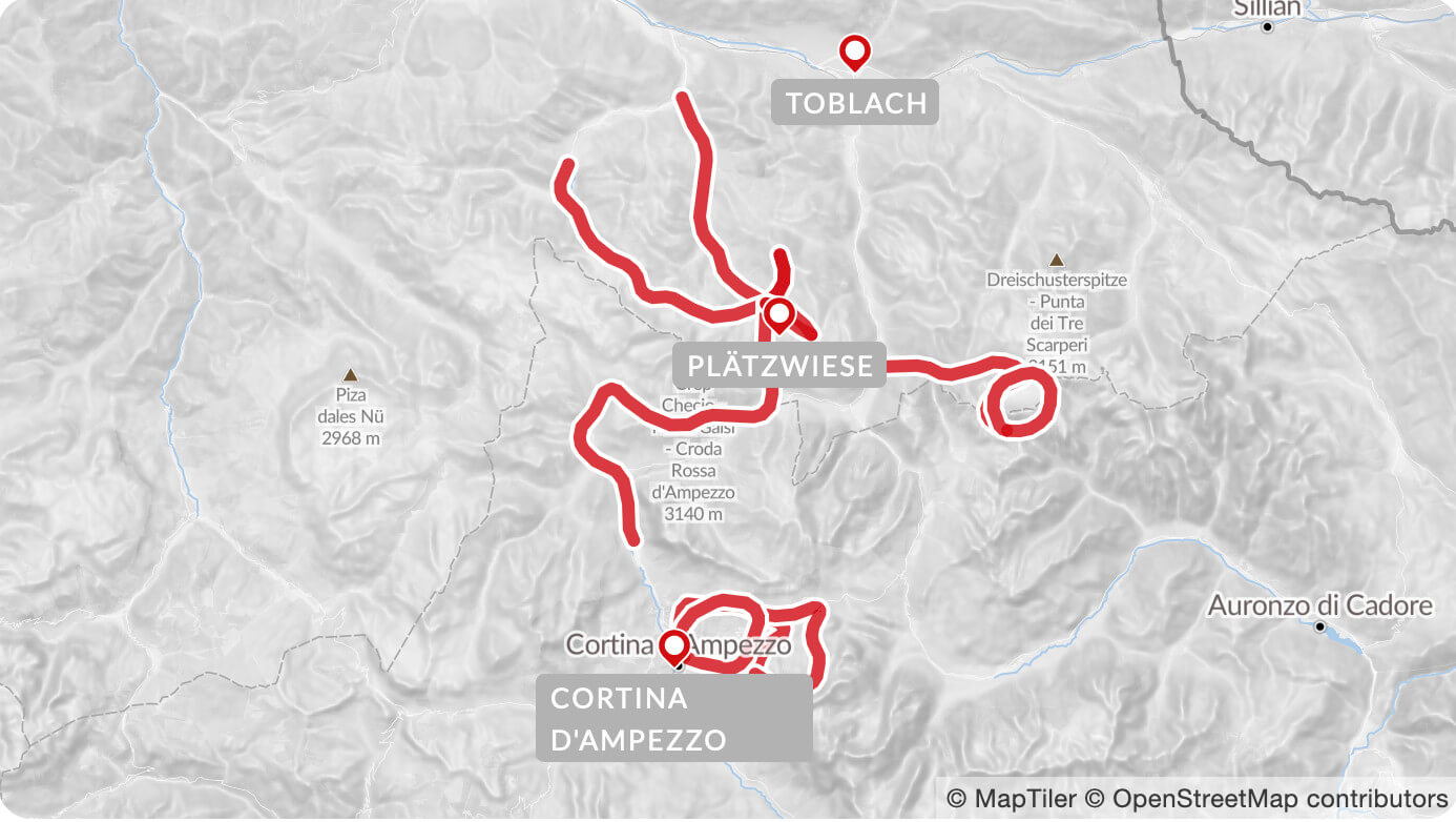 ルートマップ イタリア ドロミテアルプス・ネイチャーパーク6泊7日