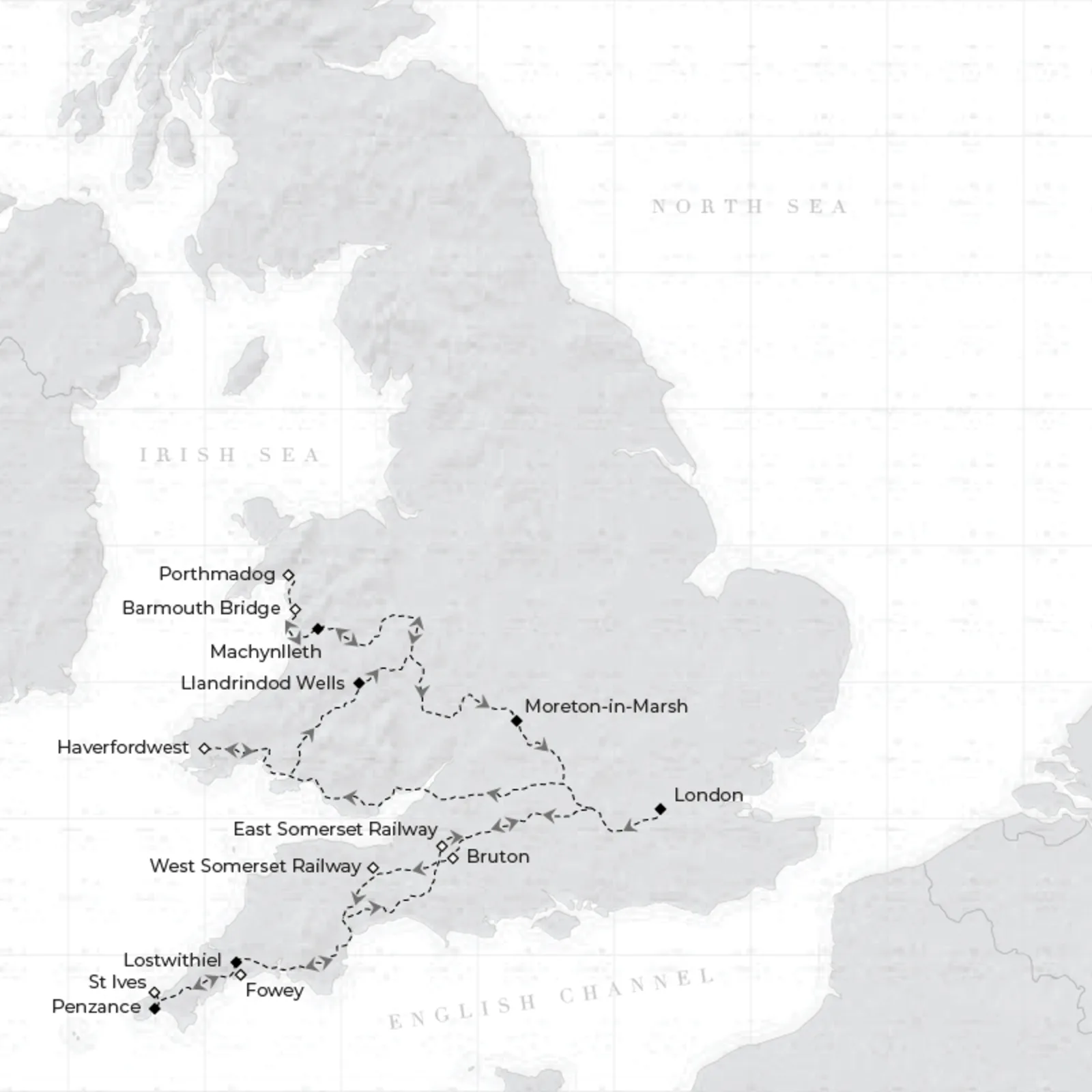 路線図 コーンウォール＆ウェールズ