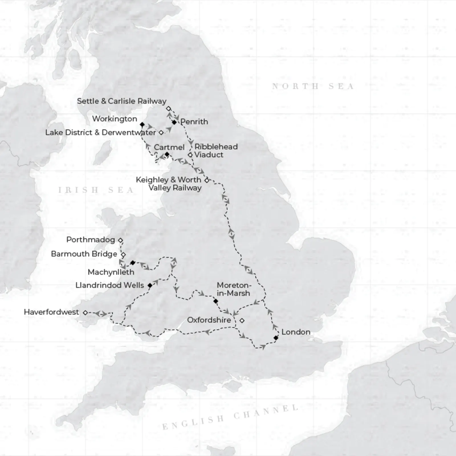 路線図 湖水地方＆ウェールズ