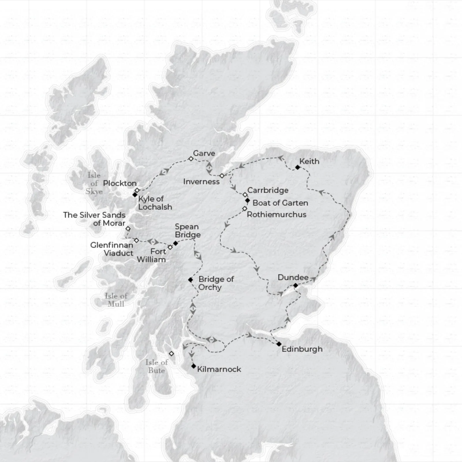 路線図 グランドウェスタンシーニックワンダーズ ノースバウンド